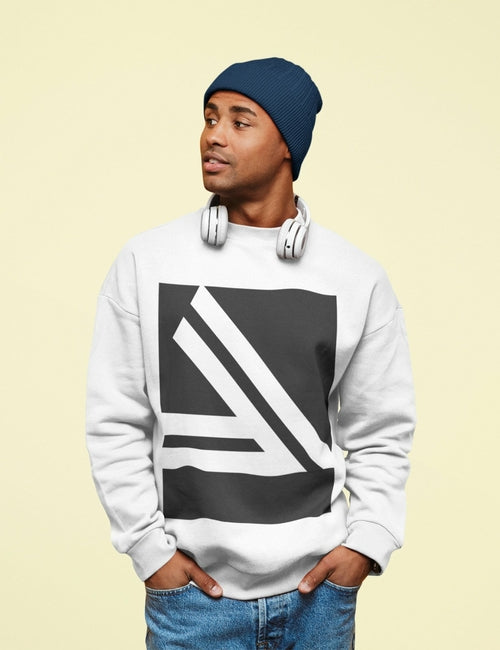 Moletom Masculino Gola Redonda com Logo Duplo