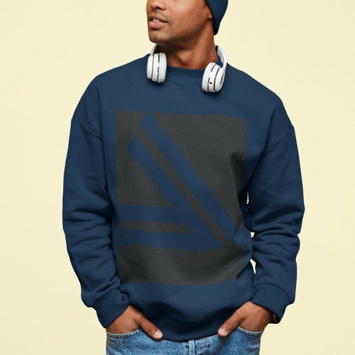 Moletom Masculino Gola Redonda com Logo Duplo