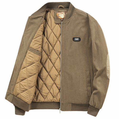 Jaqueta Masculina de Inverno com Zíper e Patch no Cotovelo