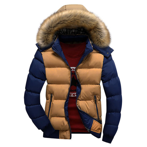 Jaqueta Puffer Masculina Bicolor com Capuz Removível