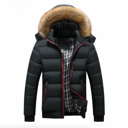 Jaqueta Puffer Masculina Bicolor com Capuz Removível