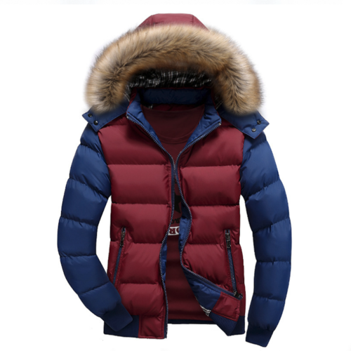 Jaqueta Puffer Masculina Bicolor com Capuz Removível