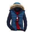 Jaqueta Puffer Masculina Bicolor com Capuz Removível