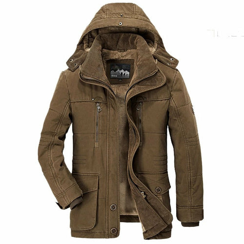 Parka Masculina de Inverno com Capuz e Forro Fleece