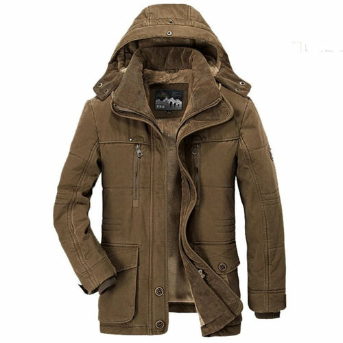 Parka Masculina de Inverno com Capuz e Forro Fleece