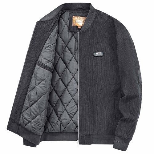 Jaqueta Masculina de Inverno com Zíper e Patch no Cotovelo