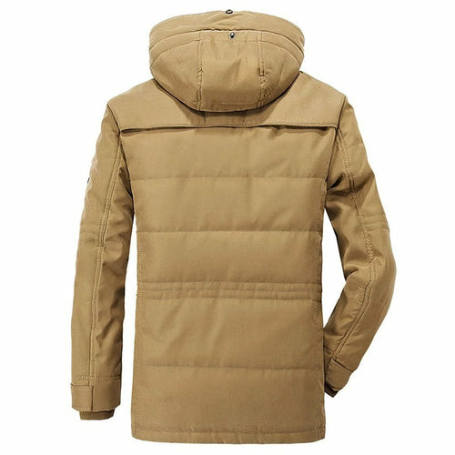Parka Masculina de Inverno com Capuz e Forro Fleece