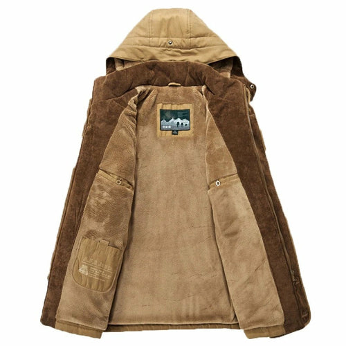 Parka Masculina de Inverno com Capuz e Forro Fleece