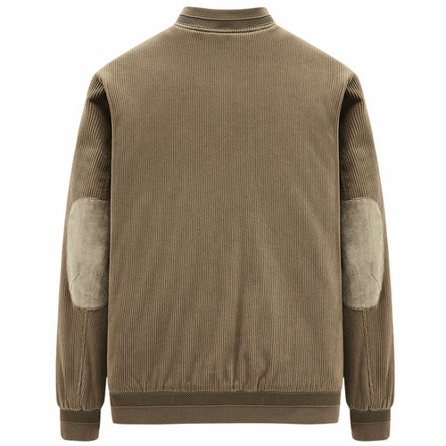 Jaqueta Masculina de Inverno com Zíper e Patch no Cotovelo