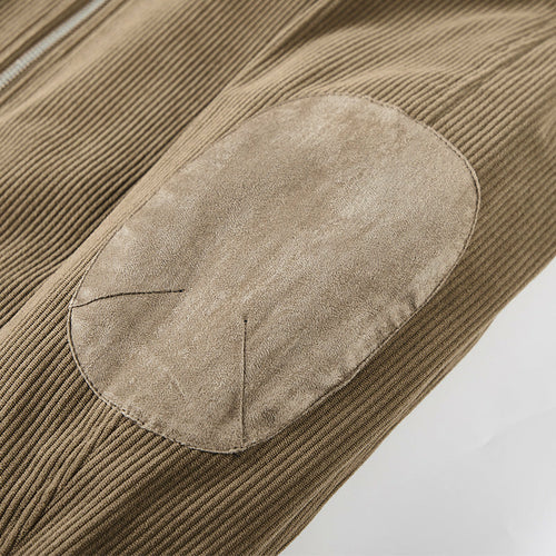 Jaqueta Masculina de Inverno com Zíper e Patch no Cotovelo