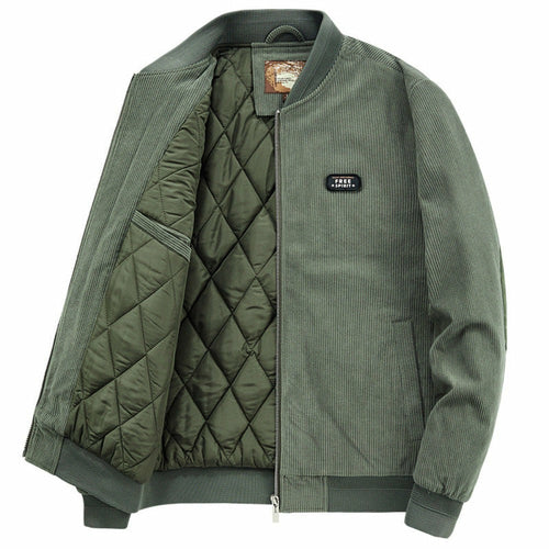Jaqueta Masculina de Inverno com Zíper e Patch no Cotovelo