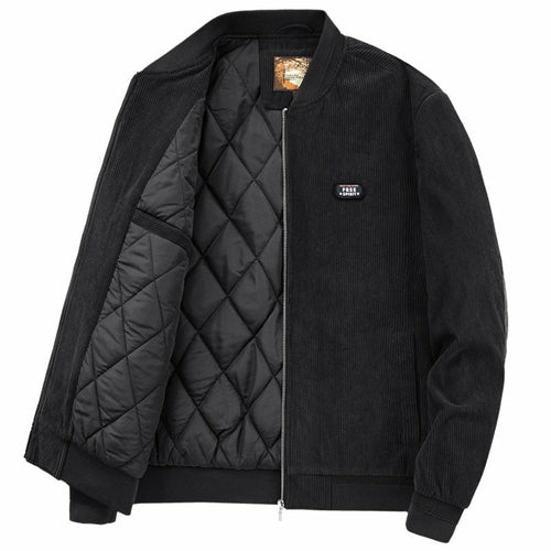 Jaqueta Masculina de Inverno com Zíper e Patch no Cotovelo