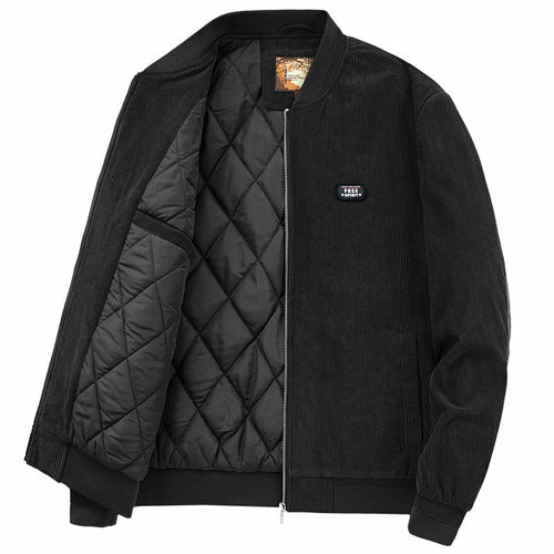 Jaqueta Masculina de Inverno com Zíper e Patch no Cotovelo